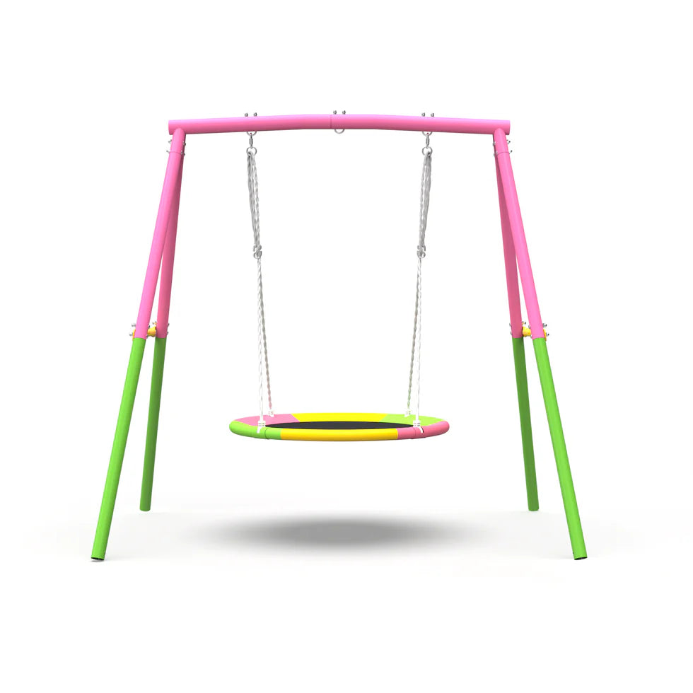 Urban Culture Homes Flying Saucer Swing Set | Heavy-Duty A-Frame Metal Swing Stand with Rust-Resistant Finish