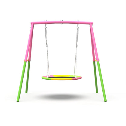 Urban Culture Homes Flying Saucer Swing Set | Heavy-Duty A-Frame Metal Swing Stand with Rust-Resistant Finish