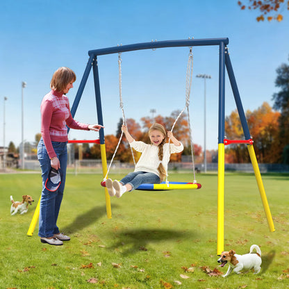 Urban Culture Homes Flying Saucer Swing Set | Heavy-Duty A-Frame Metal Swing Stand with Rust-Resistant Finish