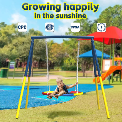 Urban Culture Homes Flying Saucer Swing Set | Heavy-Duty A-Frame Metal Swing Stand with Rust-Resistant Finish