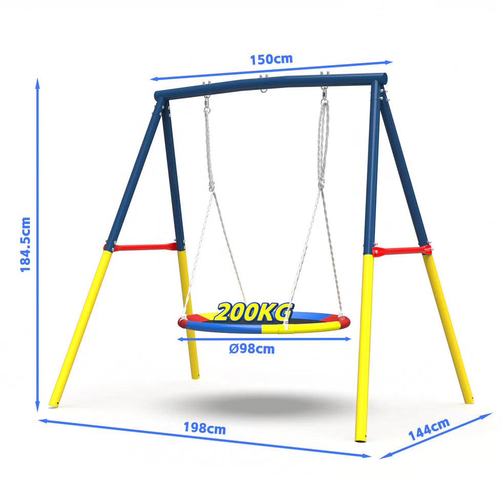 Urban Culture Homes Flying Saucer Swing Set | Heavy-Duty A-Frame Metal Swing Stand with Rust-Resistant Finish