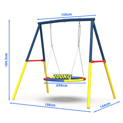 Urban Culture Homes Flying Saucer Swing Set | Heavy-Duty A-Frame Metal Swing Stand with Rust-Resistant Finish