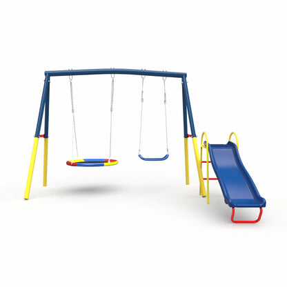 Urban Culture Homes Swing Sets for Backyard with Kids Slide | 3-in-1 Heavy-Duty Metal Outdoor Playground
