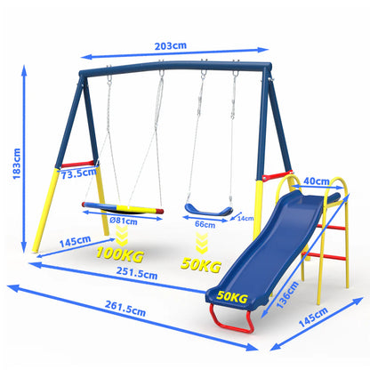 Urban Culture Homes Swing Sets for Backyard with Kids Slide | 3-in-1 Heavy-Duty Metal Outdoor Playground