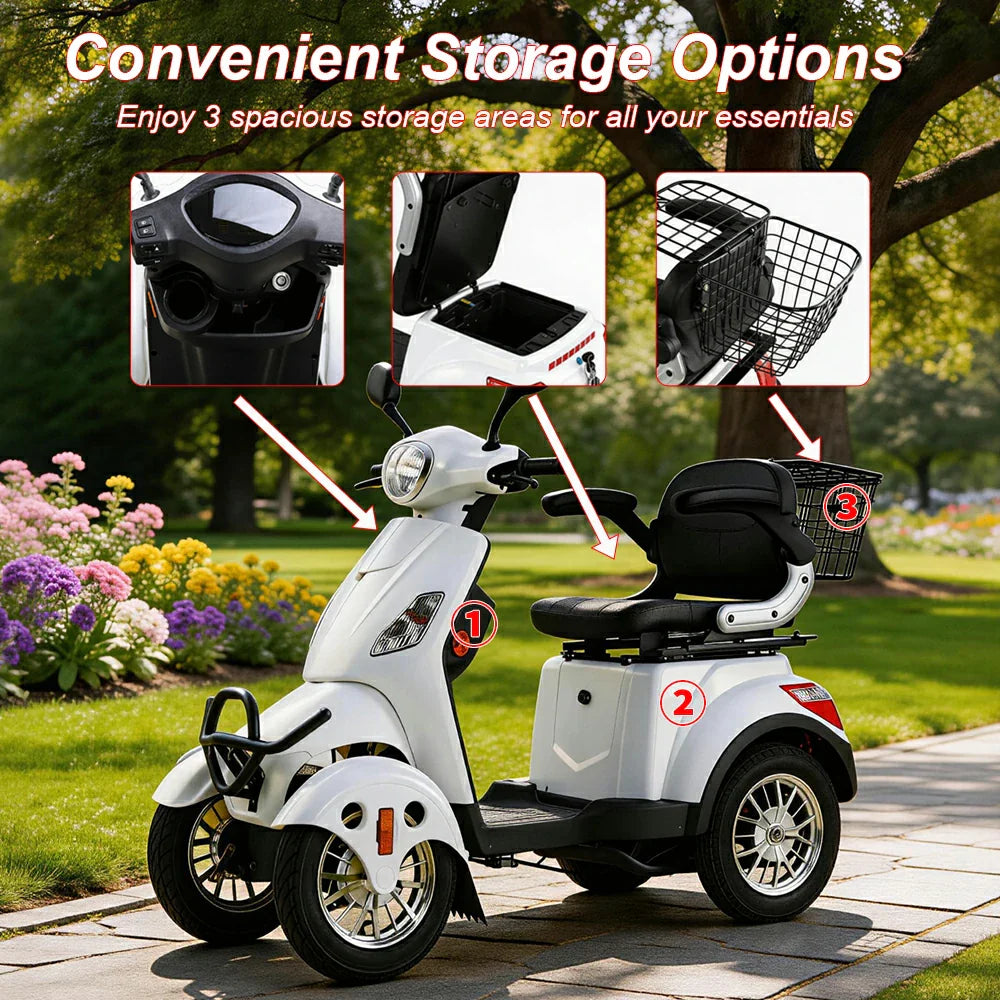 Wheel Electric Mobility Scooter — 500W 60V, 150kg Capacity-B034