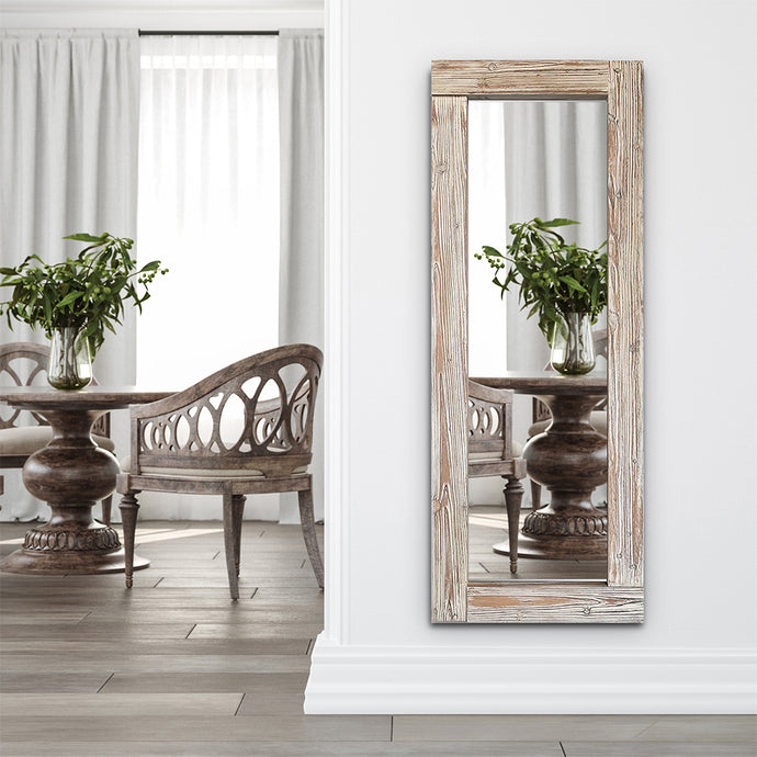 Rustic White Wood Frame Full Length Mirror – 162x61cm