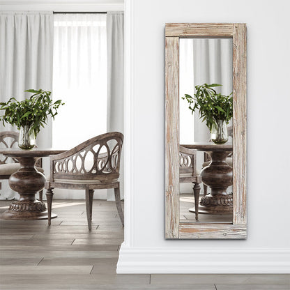 Rustic White Wood Frame Full Length Mirror – 162x61cm