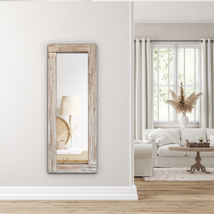Rustic White Wood Frame Full Length Mirror – 162x61cm