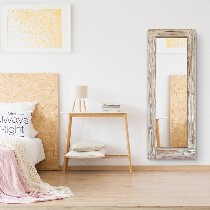 Rustic White Wood Frame Full Length Mirror – 162x61cm