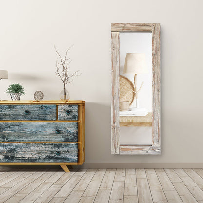 Rustic White Wood Frame Full Length Mirror – 162x61cm