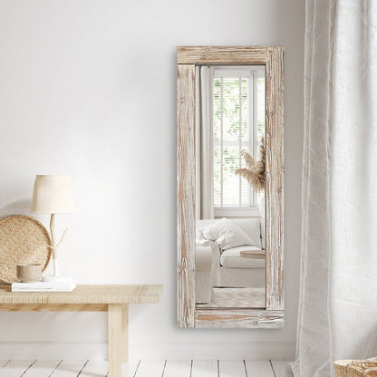 Rustic White Wood Frame Full Length Mirror – 162x61cm