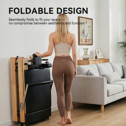 Foldable Oak Wood Pilates Reformer - Home Studio Edition