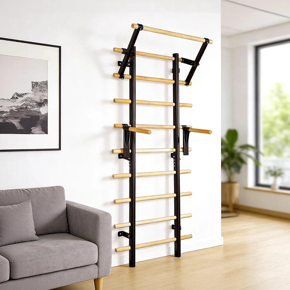 Beechwood Single/Double Horizontal Bars With Wall Bars | Home Gym Pull-Up Station