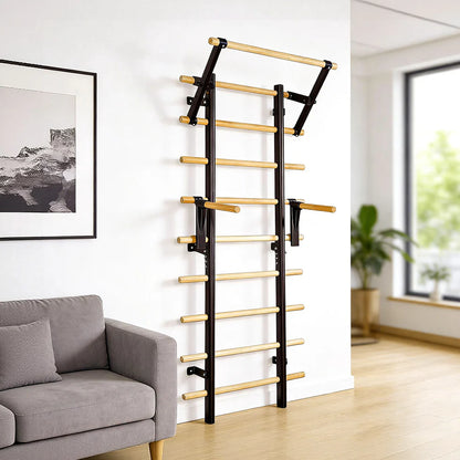 Beechwood Single/Double Horizontal Bars With Wall Bars | Home Gym Pull-Up Station