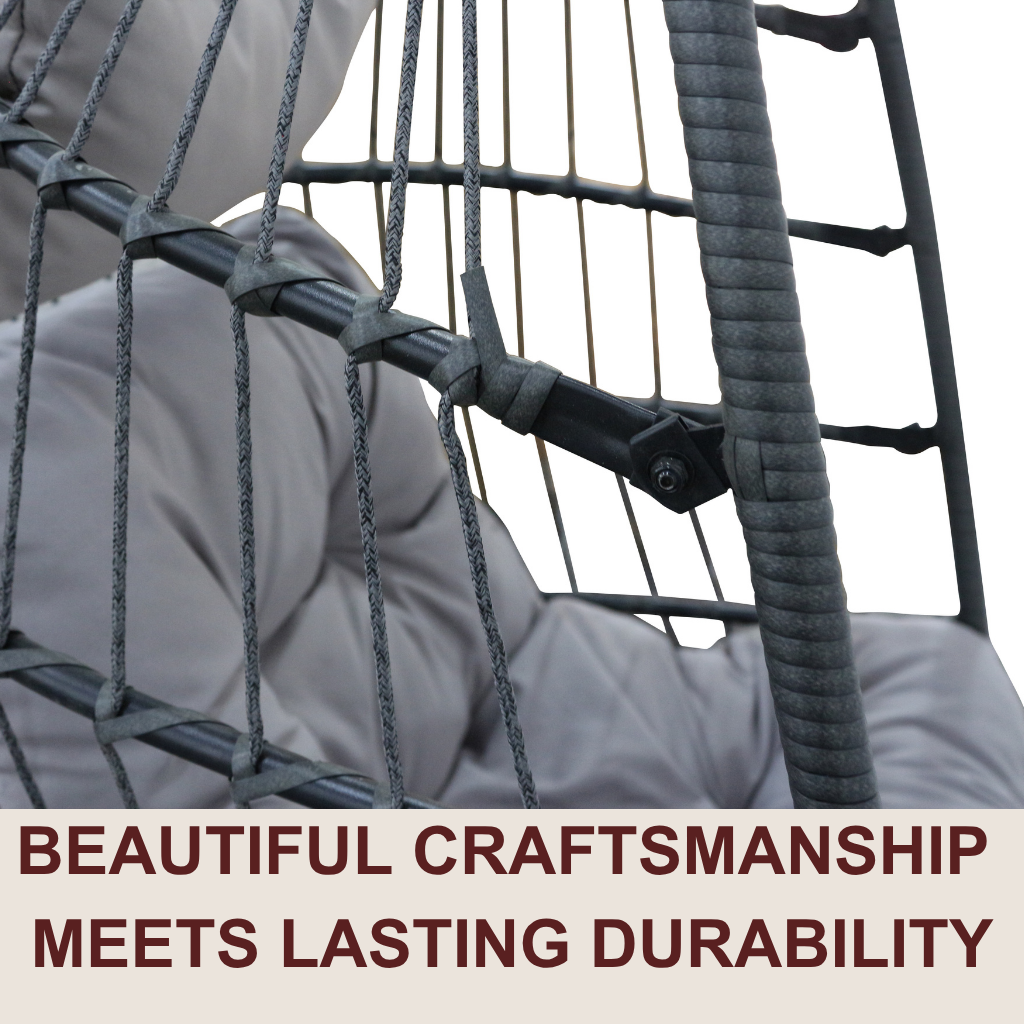 Foldable Rattan Egg Chair – Steel Frame & Hanging Stand