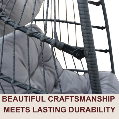 Foldable Rattan Egg Chair – Steel Frame & Hanging Stand