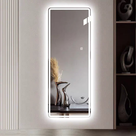 Crystal View LED Full-Length Mirror – 50×160 cm, Frameless, White Finish