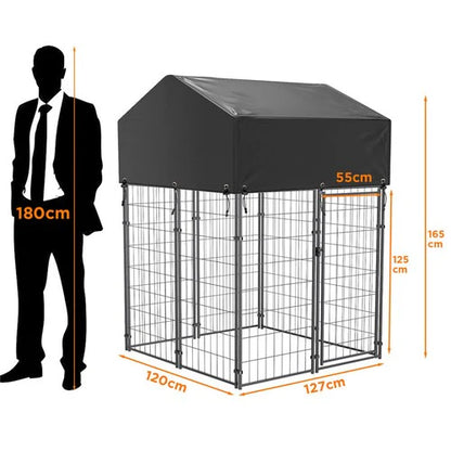 Lockable Dog Kennel 165cm | Outdoor Pet Enclosure with Waterproof Roof