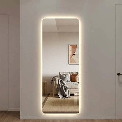Crystal View LED Full-Length Mirror – 50×160 cm, Frameless, White Finish