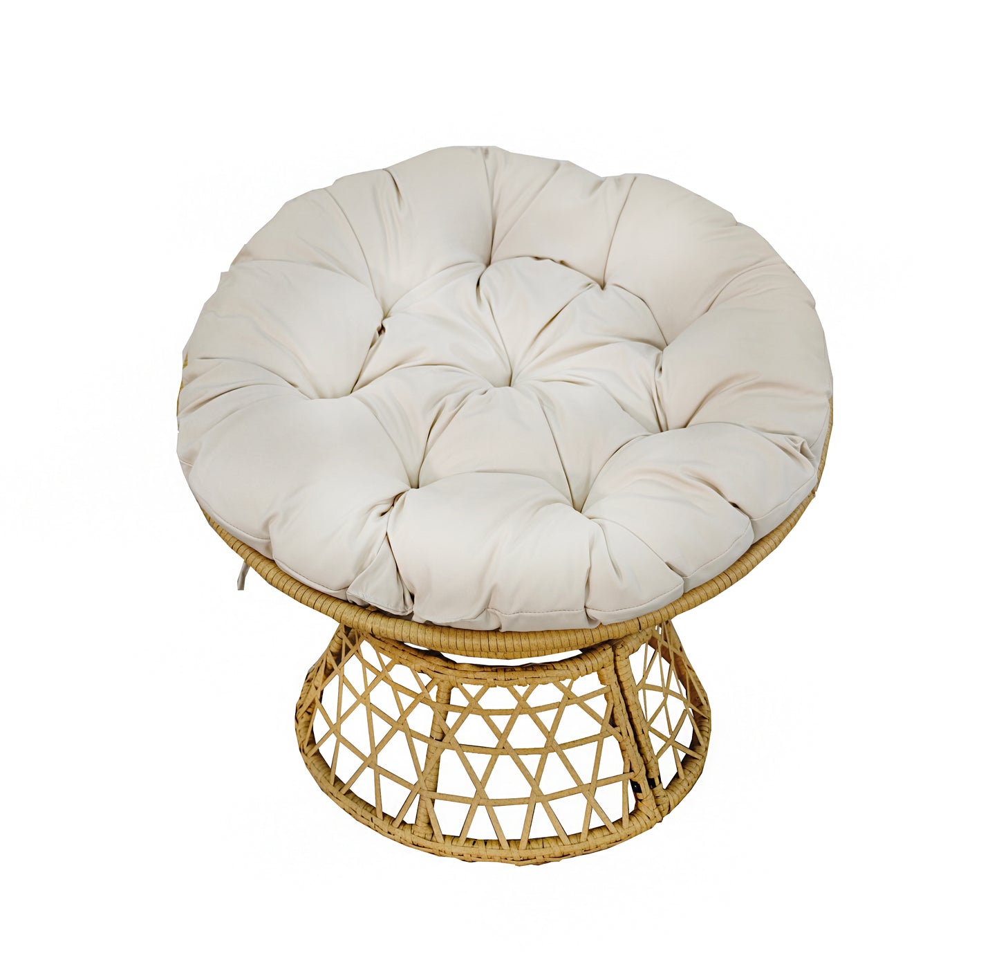 Rotating Papasan Chair with Cushion – PE Rattan & Steel Frame