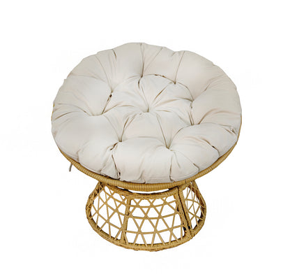 Rotating Papasan Chair with Cushion – PE Rattan & Steel Frame