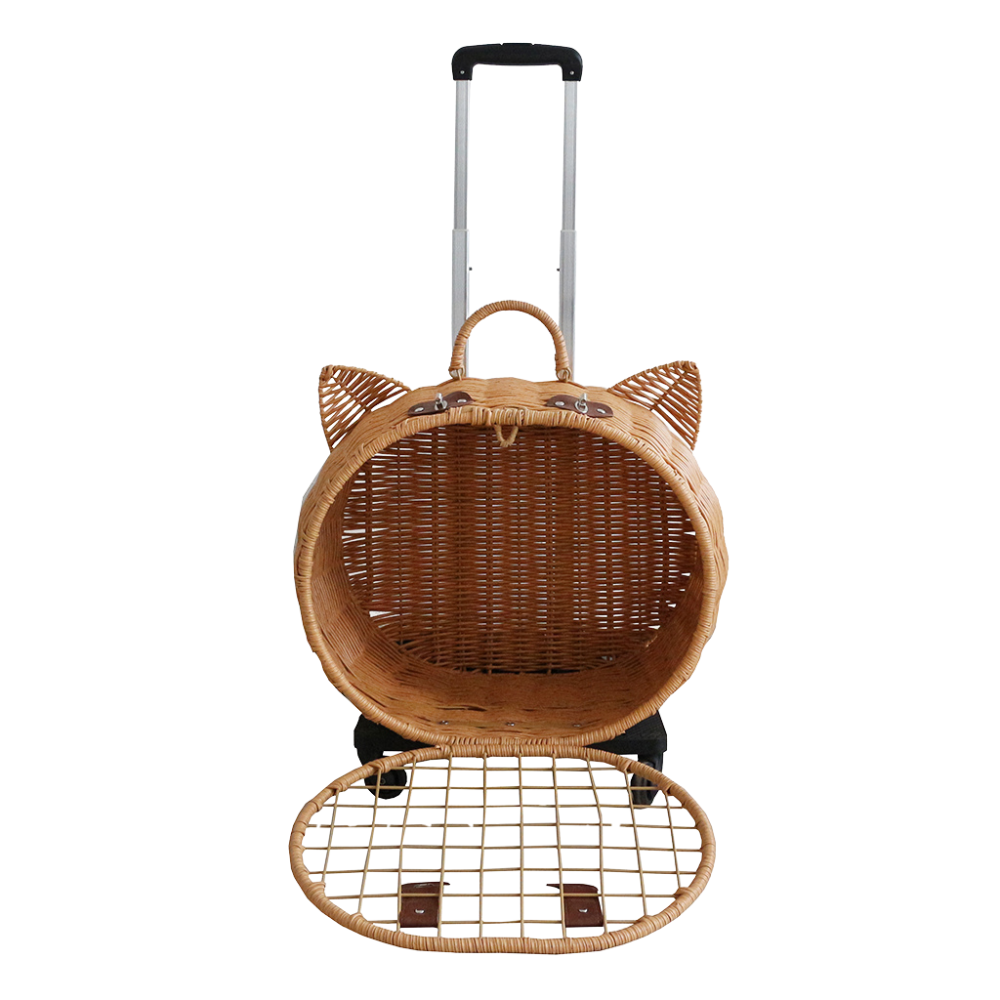 CozyPaws Travel Trolley – Wicker Cat Carrier
