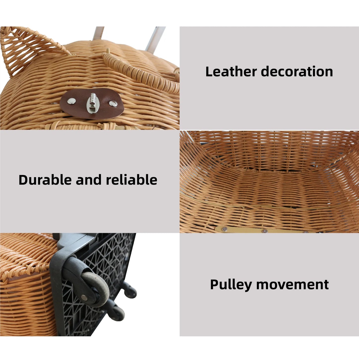 Wicker Cat Carrier Trolley – Wheels & Extendable Handle