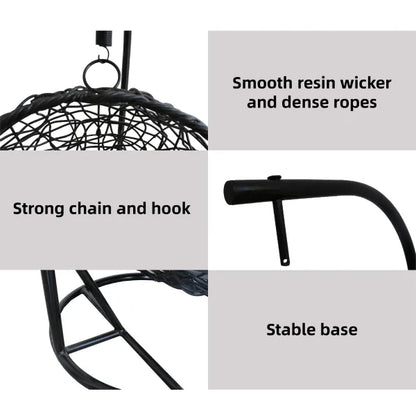 Wicker chair components with text labels on a white background