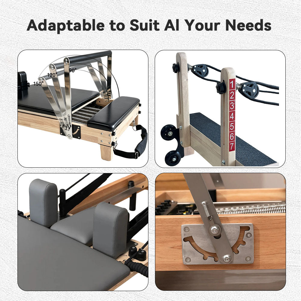 Foldable Oak Wood Pilates Reformer - Home Studio Edition