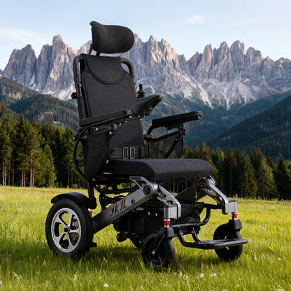 250W Foldable Electric Wheelchair – Lightweight Aluminium Frame, Dual Motors with Reclining Backrest