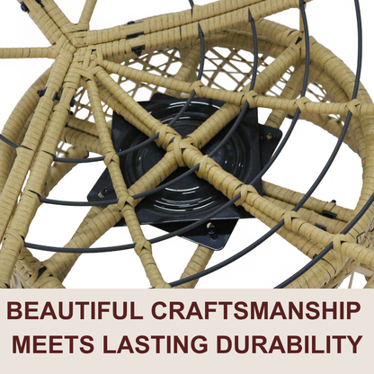 Rotating Papasan Chair with Cushion – PE Rattan & Steel Frame