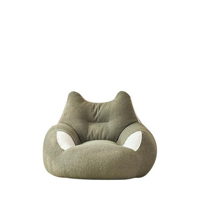Luna Cat Ear Plush Lounge Chair in grey – soft ergonomic floor sofa with cat ear backrest for kids and adults, perfect for reading or relaxing