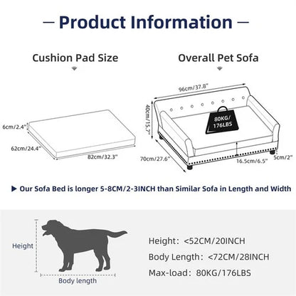 Deluxe Velvet Dog Sofa Bed 96cm | Memory Foam Pet Couch Large