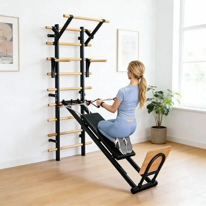 Beechwood Single/Double Horizontal Bars With Wall Bars | Home Gym Pull-Up Station