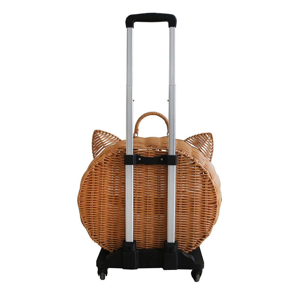 Wicker Cat Carrier Trolley – Wheels & Extendable Handle