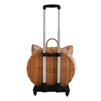 Wicker Cat Carrier Trolley – Wheels & Extendable Handle