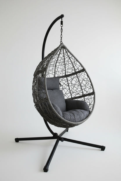 Modern Hanging Egg Chair with Stand – Weather-Resistant Rattan