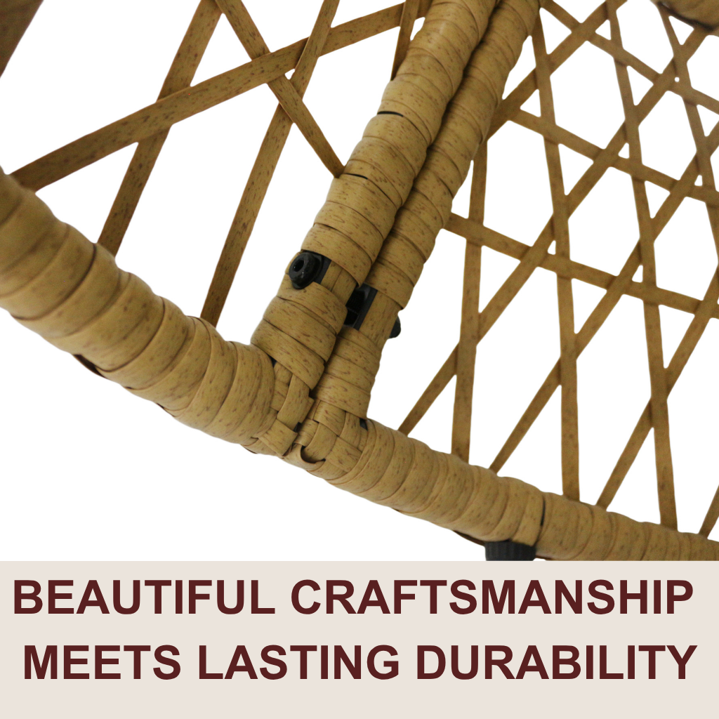 Rotating Papasan Chair with Cushion – PE Rattan & Steel Frame