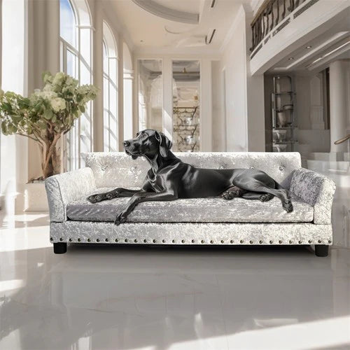 Deluxe Velvet Dog Sofa Bed 96cm | Memory Foam Pet Couch Large