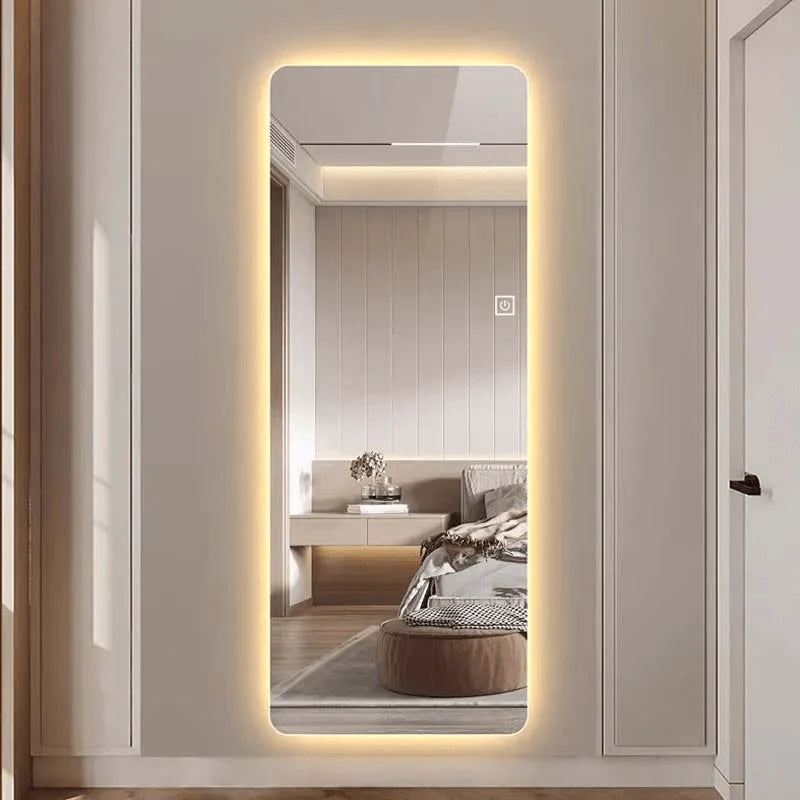 Crystal View LED Full-Length Mirror – 50×160 cm, Frameless, White Finish