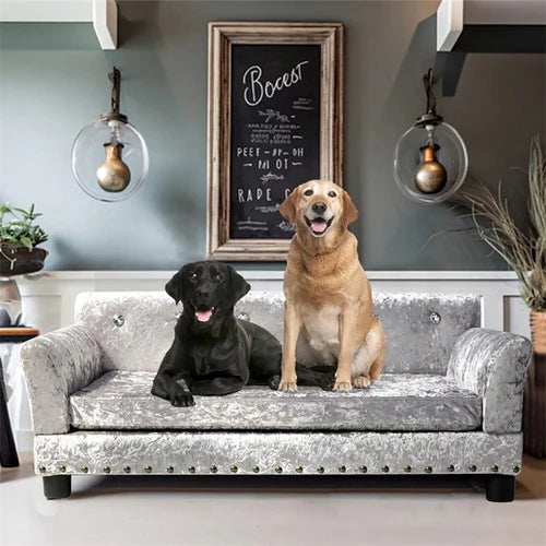 Deluxe Velvet Dog Sofa Bed 96cm | Memory Foam Pet Couch Large