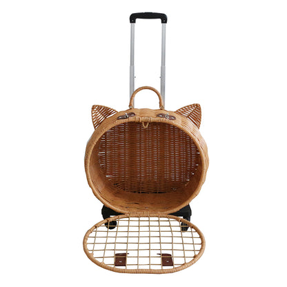 Wicker Cat Carrier Trolley – Wheels & Extendable Handle