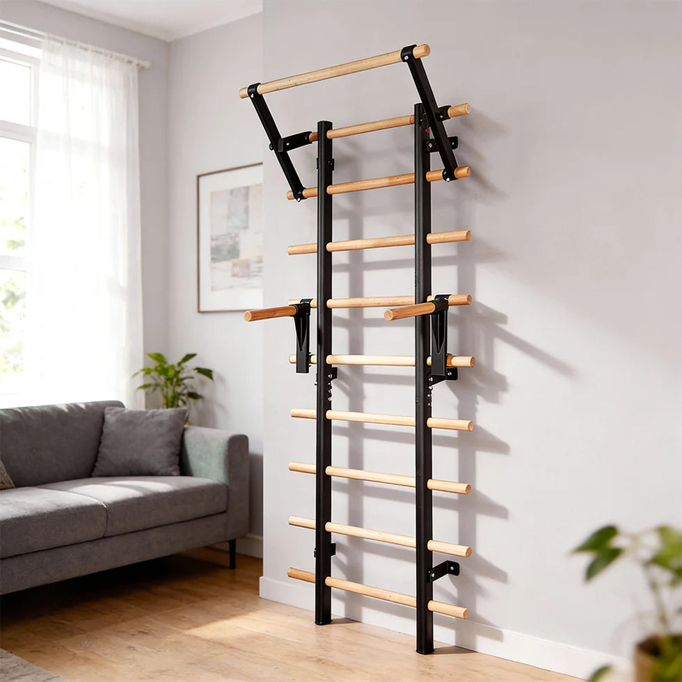 Beechwood Single/Double Horizontal Bars With Wall Bars | Home Gym Pull-Up Station