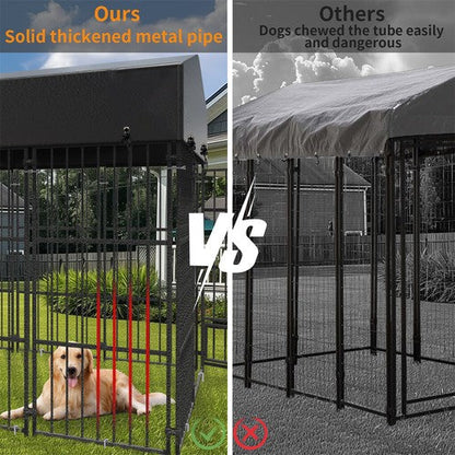 Upgraded Thicken Pet Dog Kennel Heavy Duty Metal Dog Cage House w/ Feeding Door