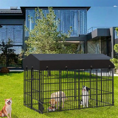 Upgraded Thicken Pet Dog Kennel Heavy Duty Metal Dog Cage House w/ Feeding Door