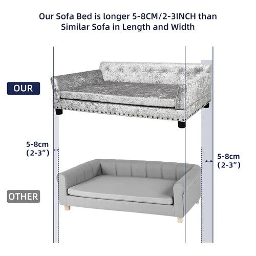 Deluxe Velvet Dog Sofa Bed 96cm | Memory Foam Pet Couch Large