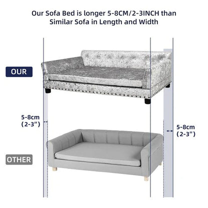 Deluxe Velvet Dog Sofa Bed 96cm | Memory Foam Pet Couch Large