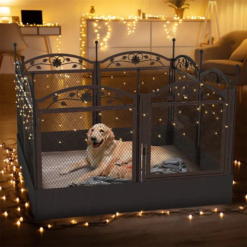 XXL Dog Whelping Pen 126cm | 8-Panel Metal Playpen with Waterproof Mat