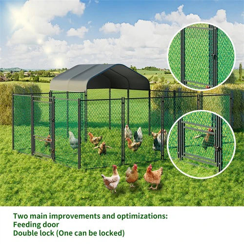 Walk-In Chicken Coop 393cm | Heavy Duty Poultry Run with Cover