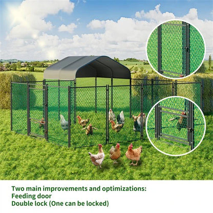 Walk-In Chicken Coop 393cm | Heavy Duty Poultry Run with Cover